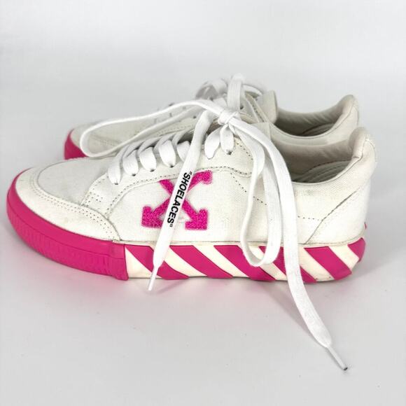 Off-White c/o Virgil Abloh Vulc White Pink Low Top Sneakers Size 38 - Picture 6 of 11